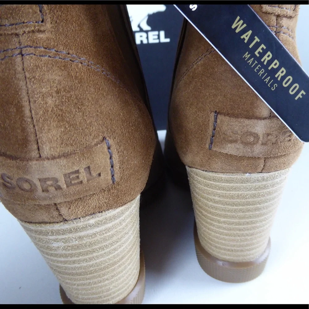 Sorel Joan Uptown Chelsea Wedge Waterproof Suede Leather Booties Platform Boots - Picture 7 of 7